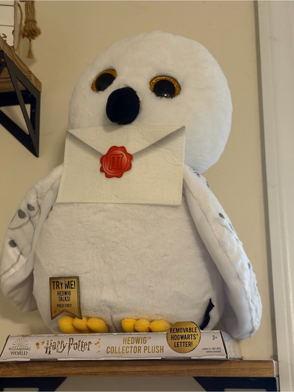 Harry Potter Hedwig Talking Collector Plush w/ Hogwarts Letter & Box